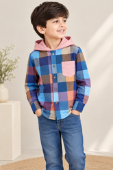 Playful Check Shirt: Blue and Peach