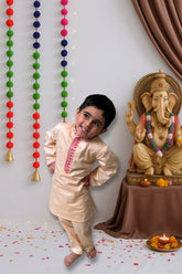 Peach Embroidered Kurta Set