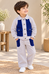 Ivory and Navy Corduroy Coord Set