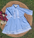 Blue Blossom Gingham Cotton Dress