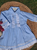 Blue Blossom Gingham Cotton Dress