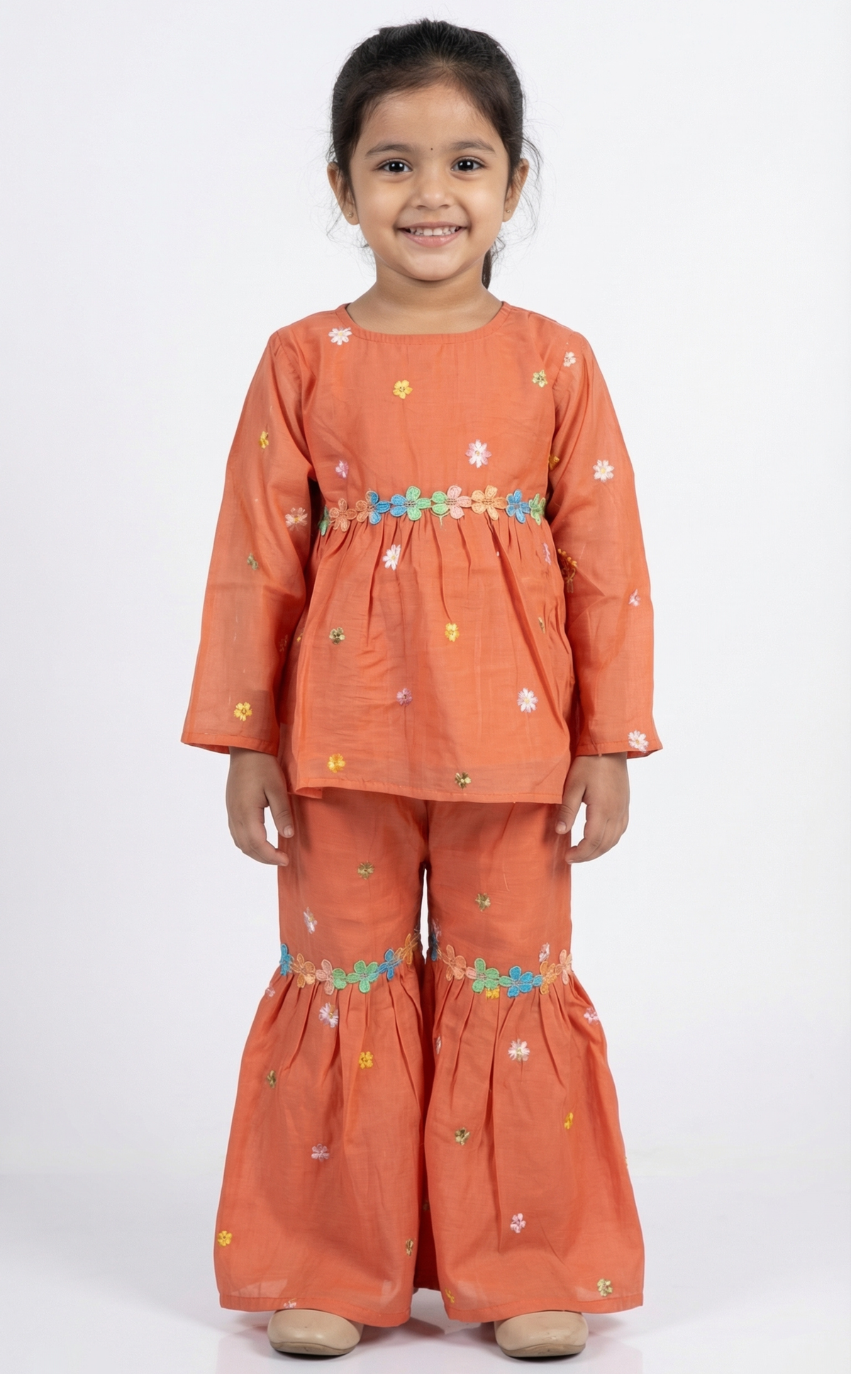 Peach Floral Sharara