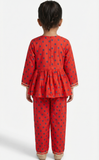Hand-Embroidered Laal Peplum Set
