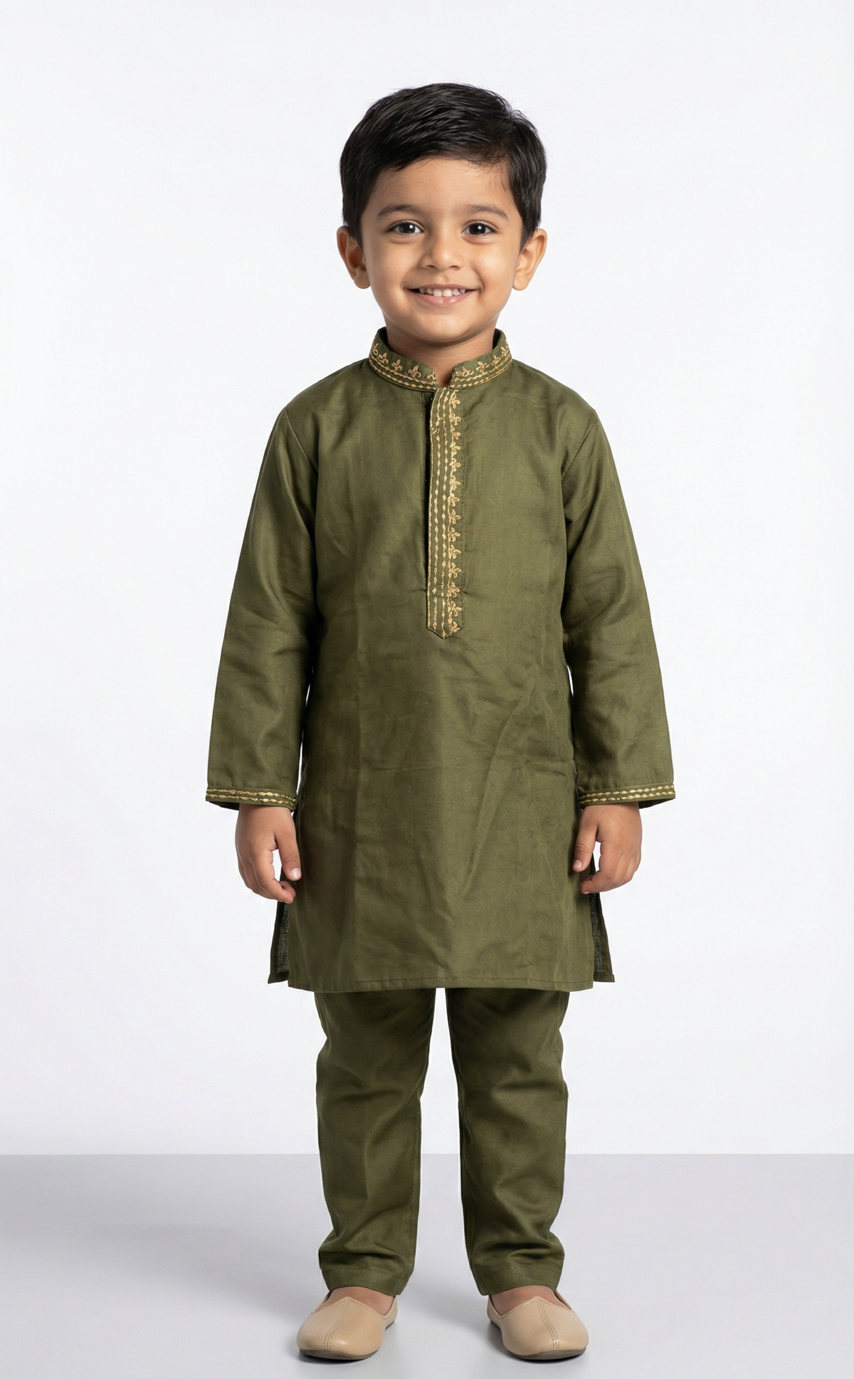 Mehandi Embroidered Kurta Boys