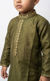 Mehandi Embroidered Kurta Boys