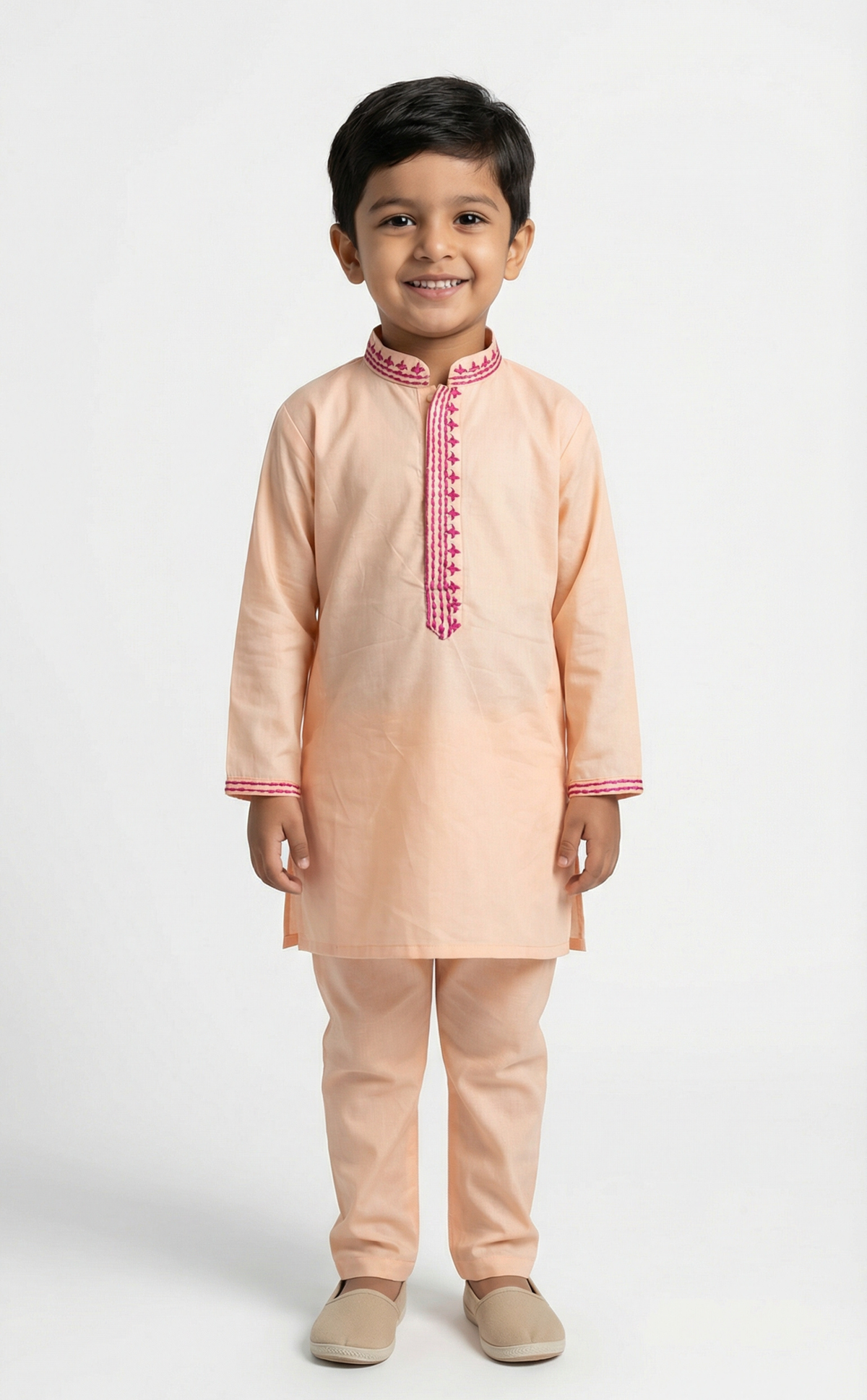 Peach Embroidered Kurta Set