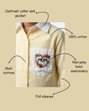 Unisex Hand Embroidered Stripe Shirt Yellow