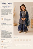 Navy Grace Cotton Kurta-Plazzo & Dupatta Set