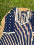Navy Grace Cotton Kurta-Plazzo & Dupatta Set