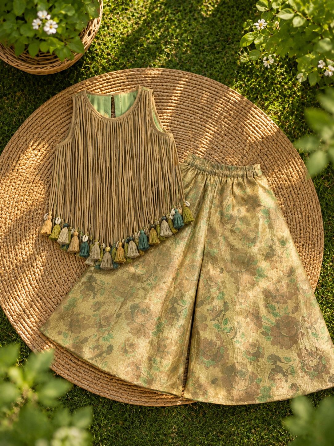Tissue Tassel Top amd Plazzo set