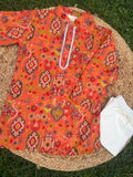 Vibrant Cotton Kurta Set: Orange