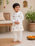 Jai Guruji Embroidered Cotton Kurta Set: Boy