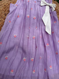 Embroidered Mul-chanderi Bow dress: Lilac