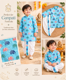 Elephant Print Cotton Kurta Dhoti Set