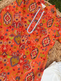 Vibrant Cotton Kurta Set: Orange