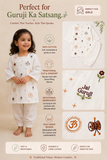Jai Guruji Embroidered Cotton Kurta Set: Girl