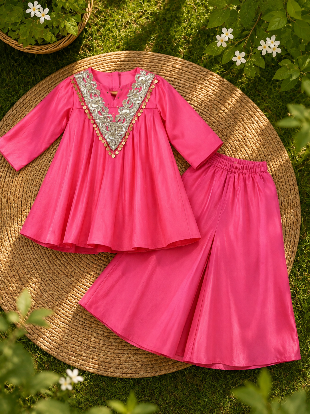 Gulaabi Noor Mul-chanderi Coord Set