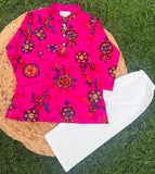 Rani Rang Cotton Kurta Pajama