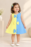 Blue & Yellow Bow Scuba Dress