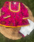 Rani Rang Cotton Kurta Set: Girl