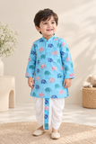 Elephant Print Cotton Kurta Dhoti Set