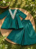 Teal Noor Mul-chanderi coord set