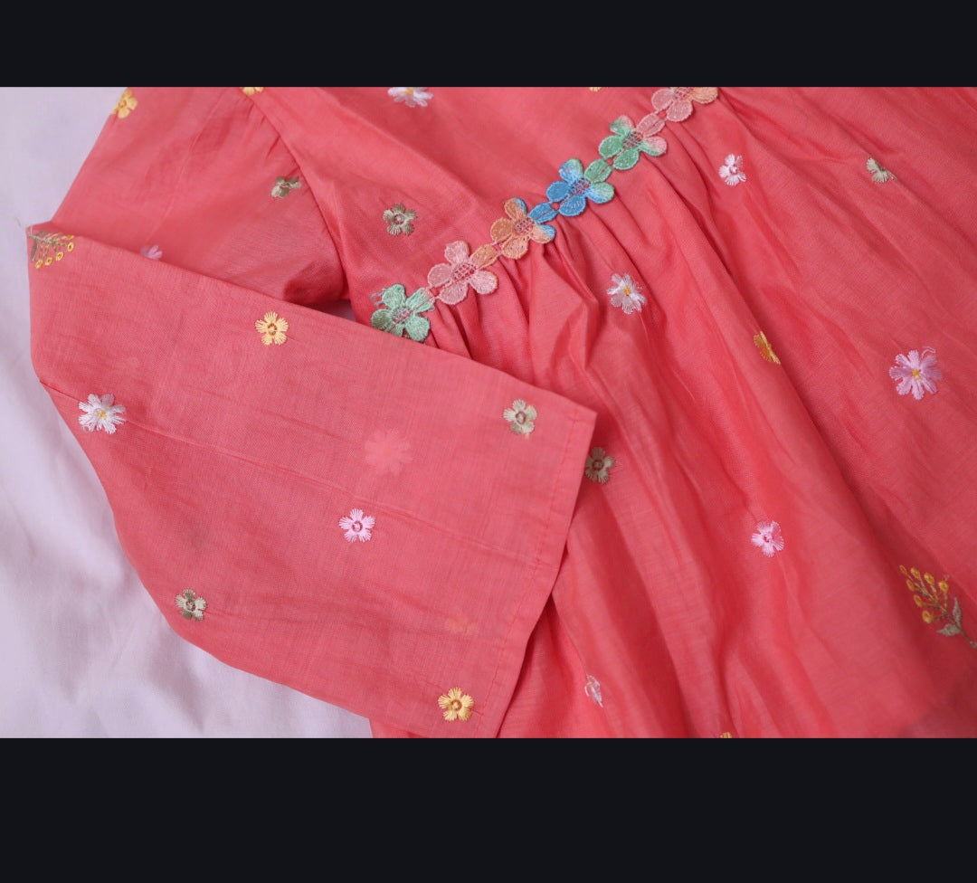 Peach floral sharara
