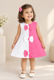 Pink & White Bow Scuba Dress