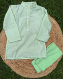 Mint Embroidered Kota Checks Kurta