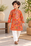 Vibrant Cotton Kurta Set: Orange